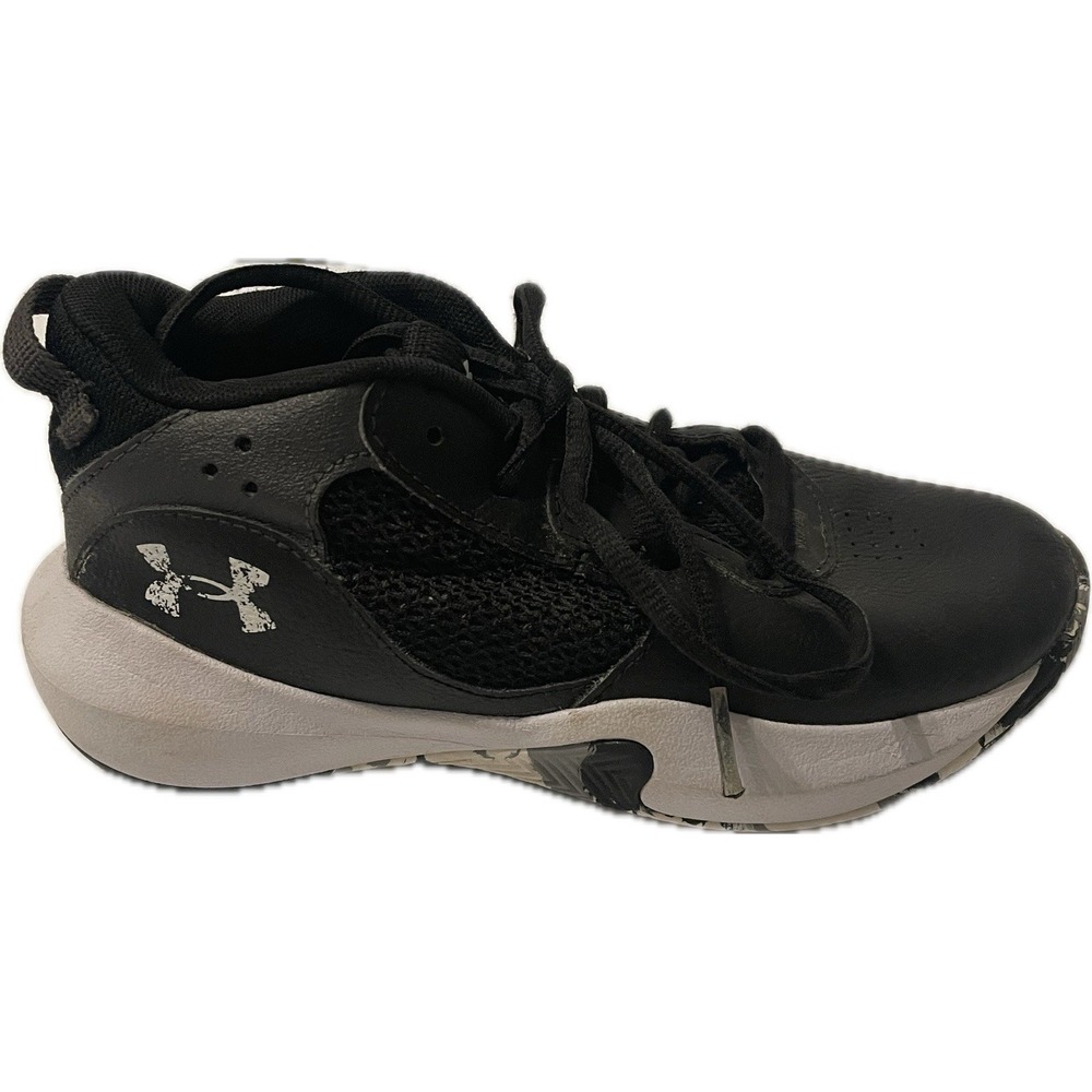 Under Armour Lockdown 6 - Size 1Y Black/White Lace-Up Low Top Athletic Sneakers